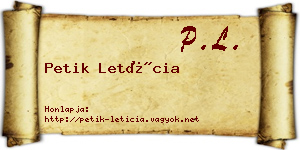 Petik Letícia névjegykártya